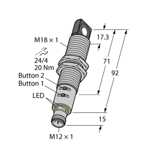 Ультразвуковой датчикдиффузионный датчик - RU40U-M18ES-LIU2PN8X2T-H1151 Turck 